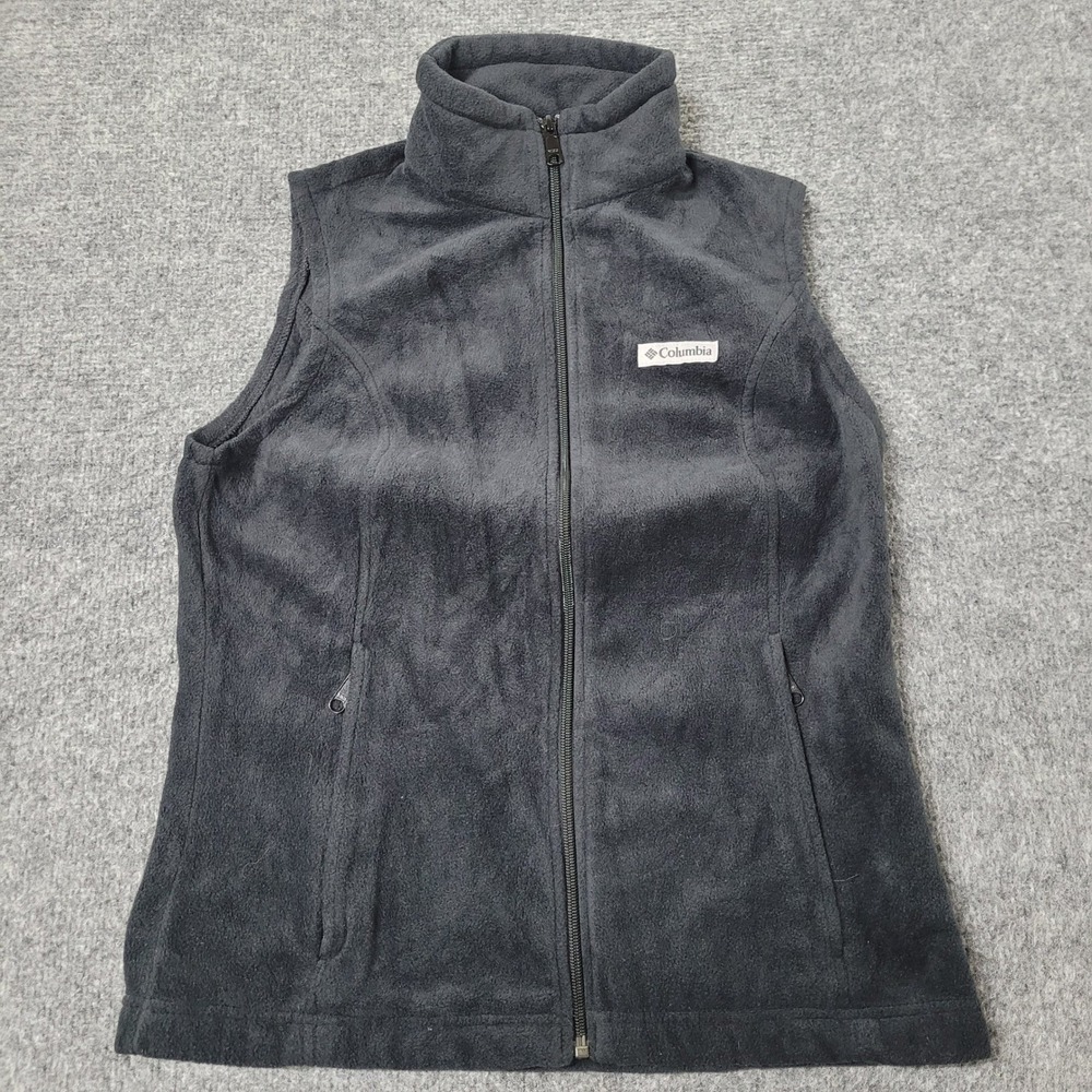 Columbia Vest Womens Size S Black Fleece Full Zip Outdoor Sleeveless Layering